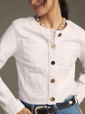 Maeve Coco Patch Pocket Denim Jacket